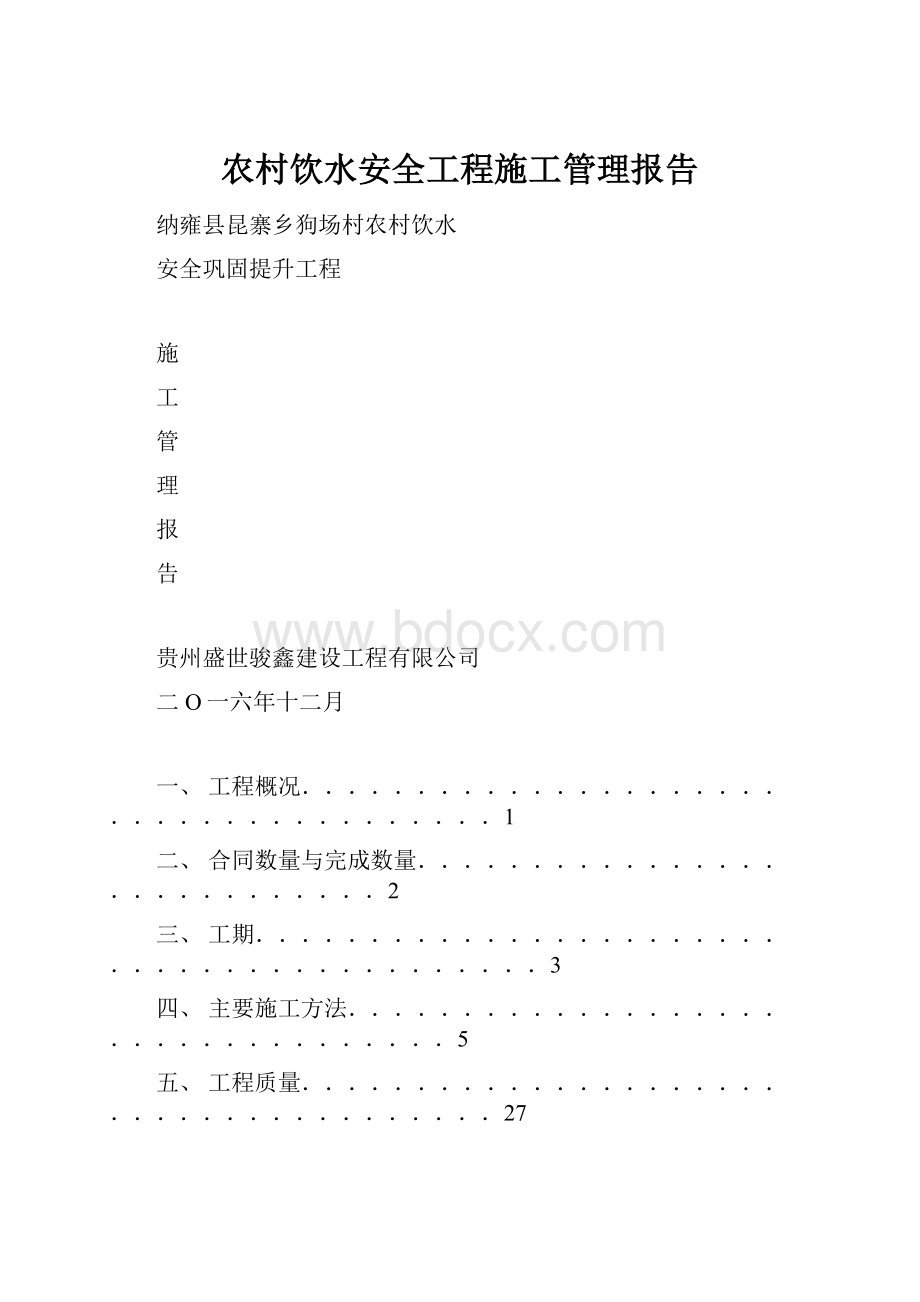 农村饮水安全工程施工管理报告.docx