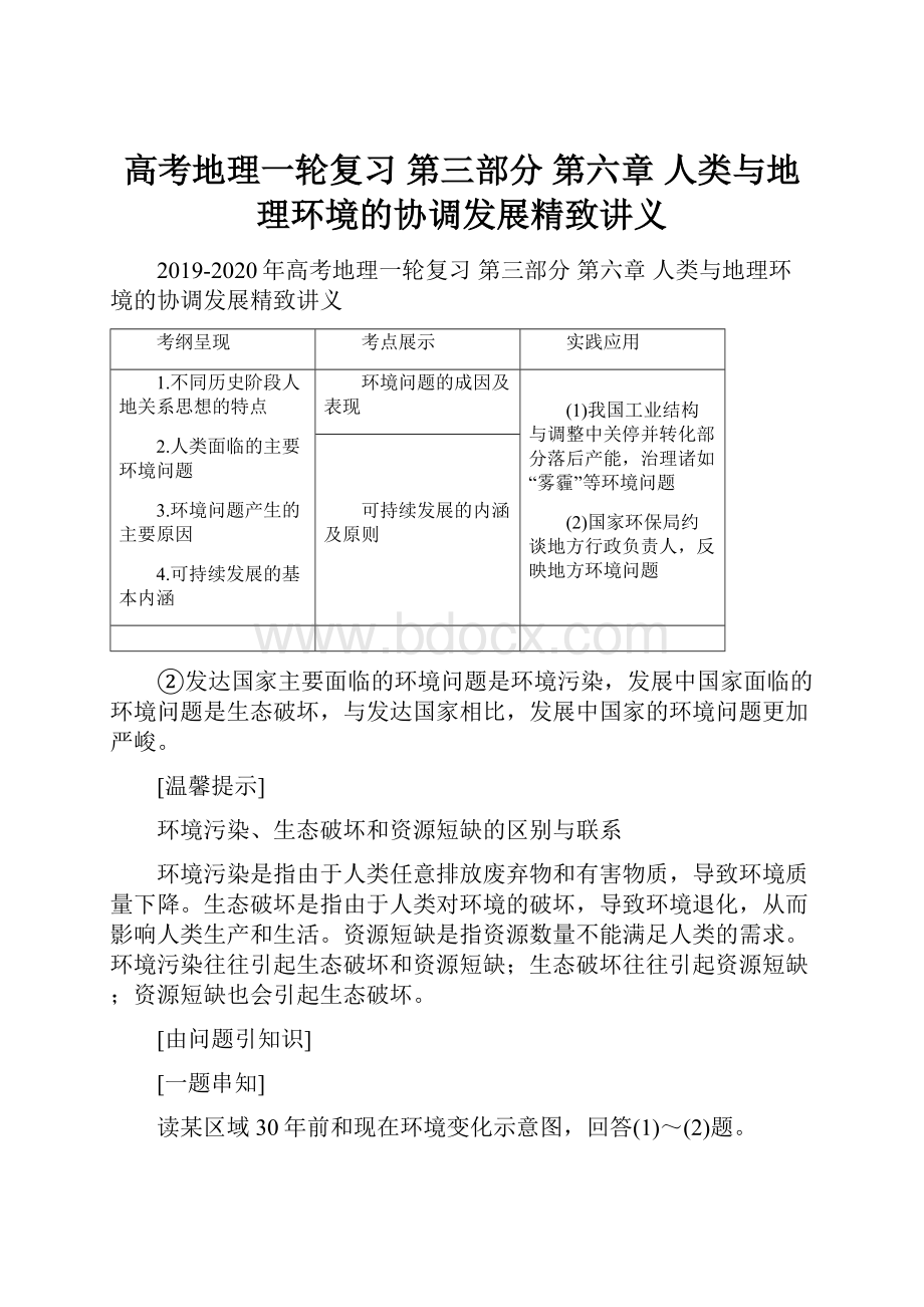 高考地理一轮复习 第三部分 第六章 人类与地理环境的协调发展精致讲义.docx_第1页