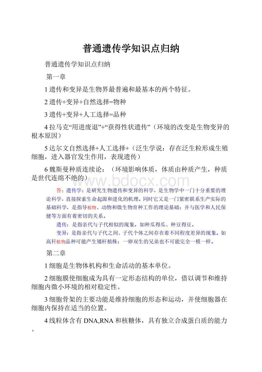 普通遗传学知识点归纳.docx