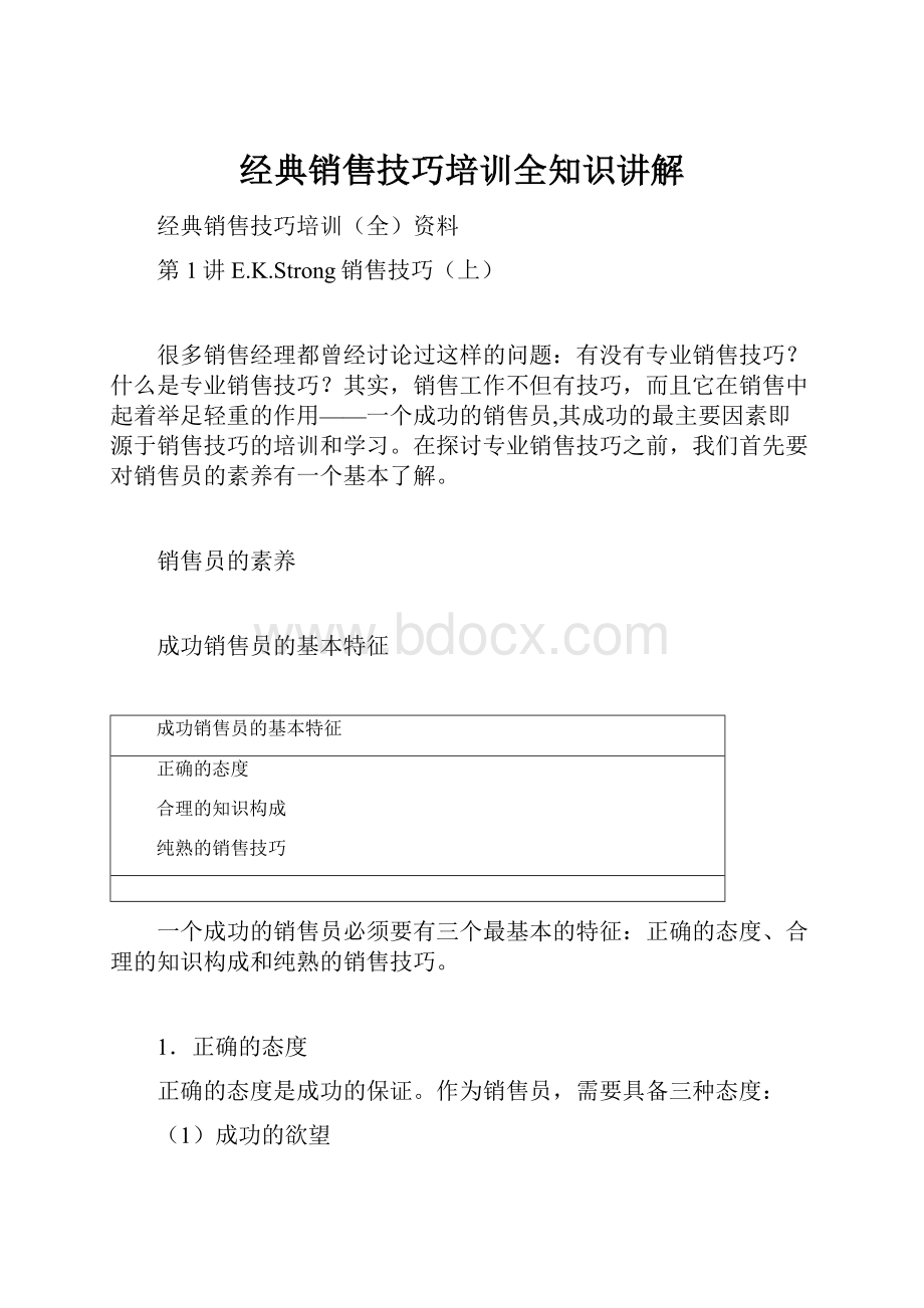 经典销售技巧培训全知识讲解.docx_第1页