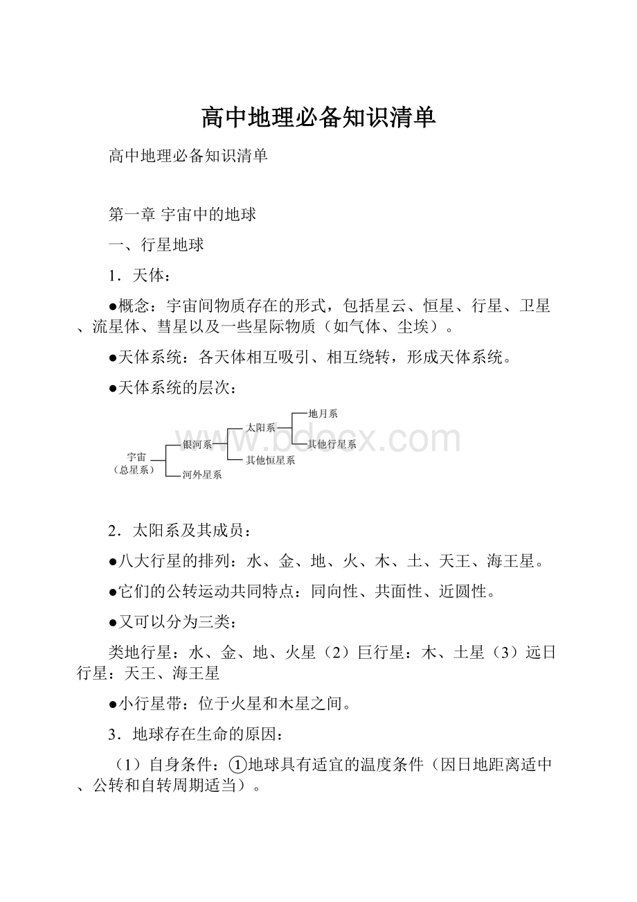 高中地理必备知识清单.docx