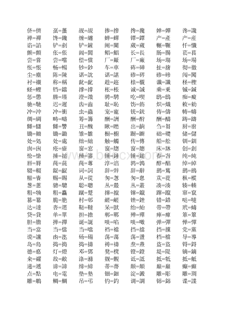 汉字简体繁体对照表大全之欧阳法创编.docx_第2页