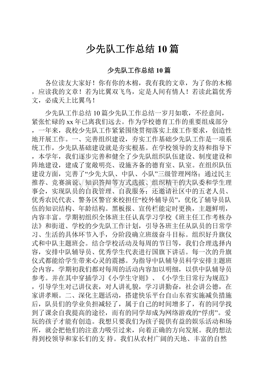 少先队工作总结10篇.docx