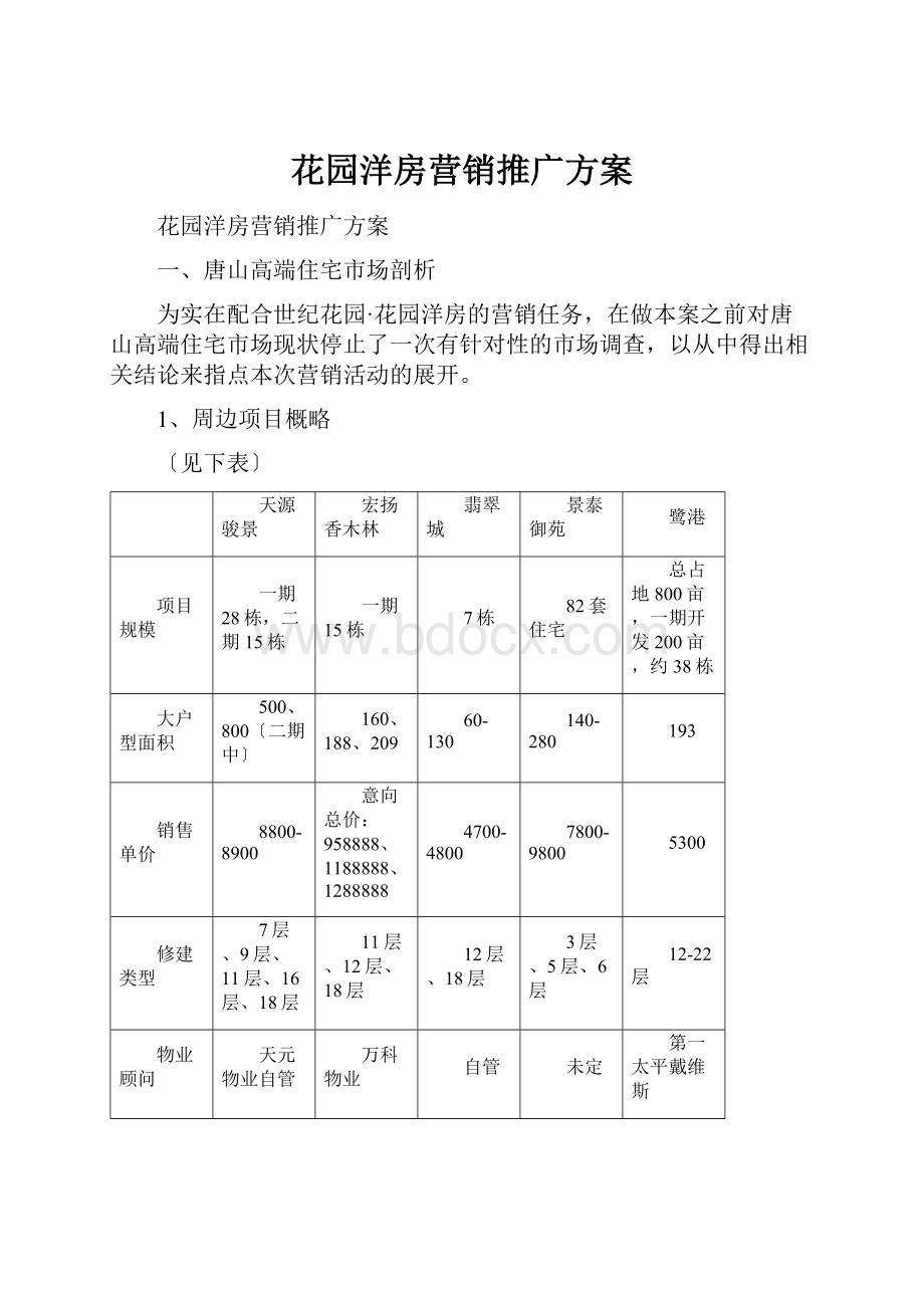 花园洋房营销推广方案.docx