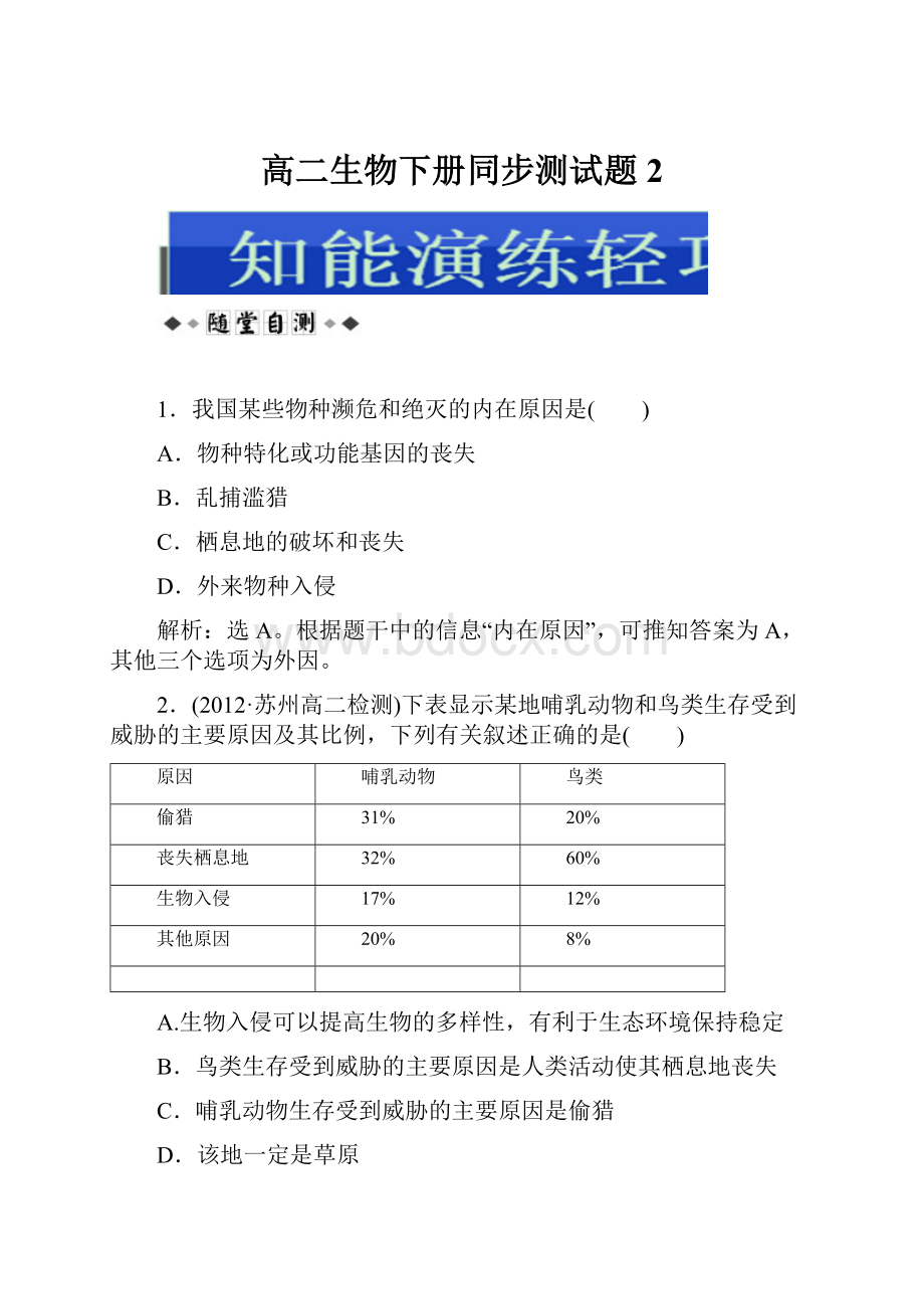 高二生物下册同步测试题2.docx