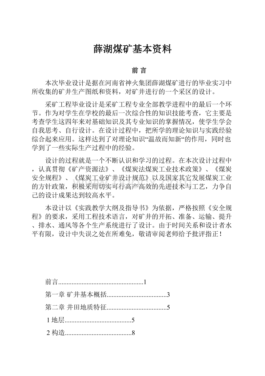 薛湖煤矿基本资料.docx