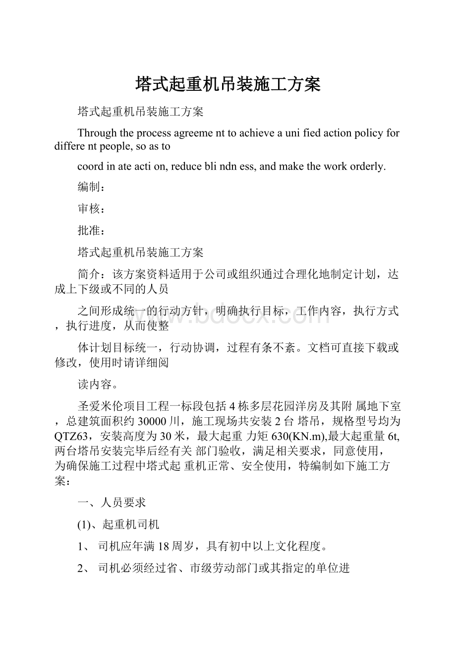 塔式起重机吊装施工方案.docx_第1页