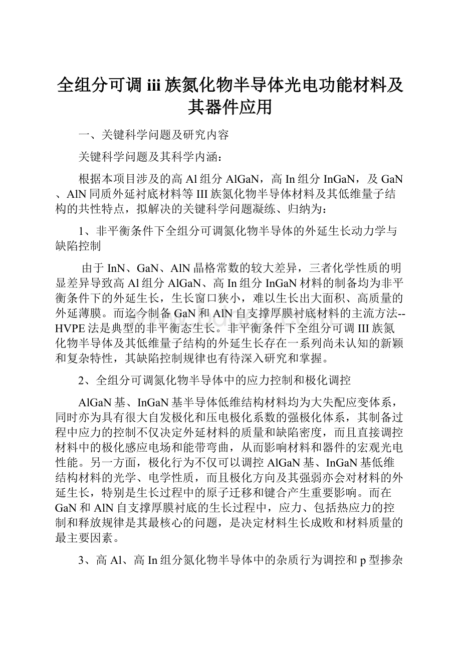 全组分可调iii族氮化物半导体光电功能材料及其器件应用.docx