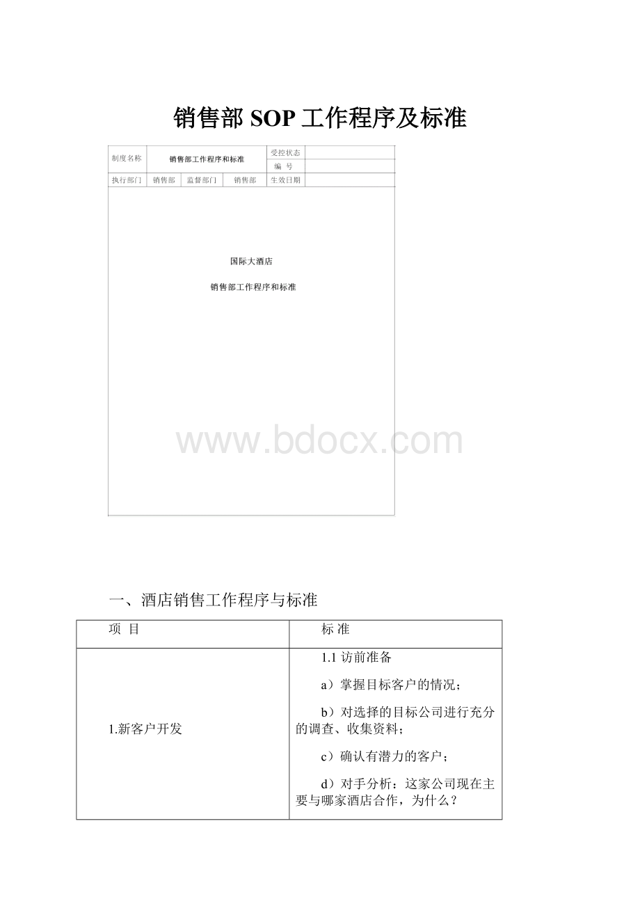 销售部SOP工作程序及标准.docx