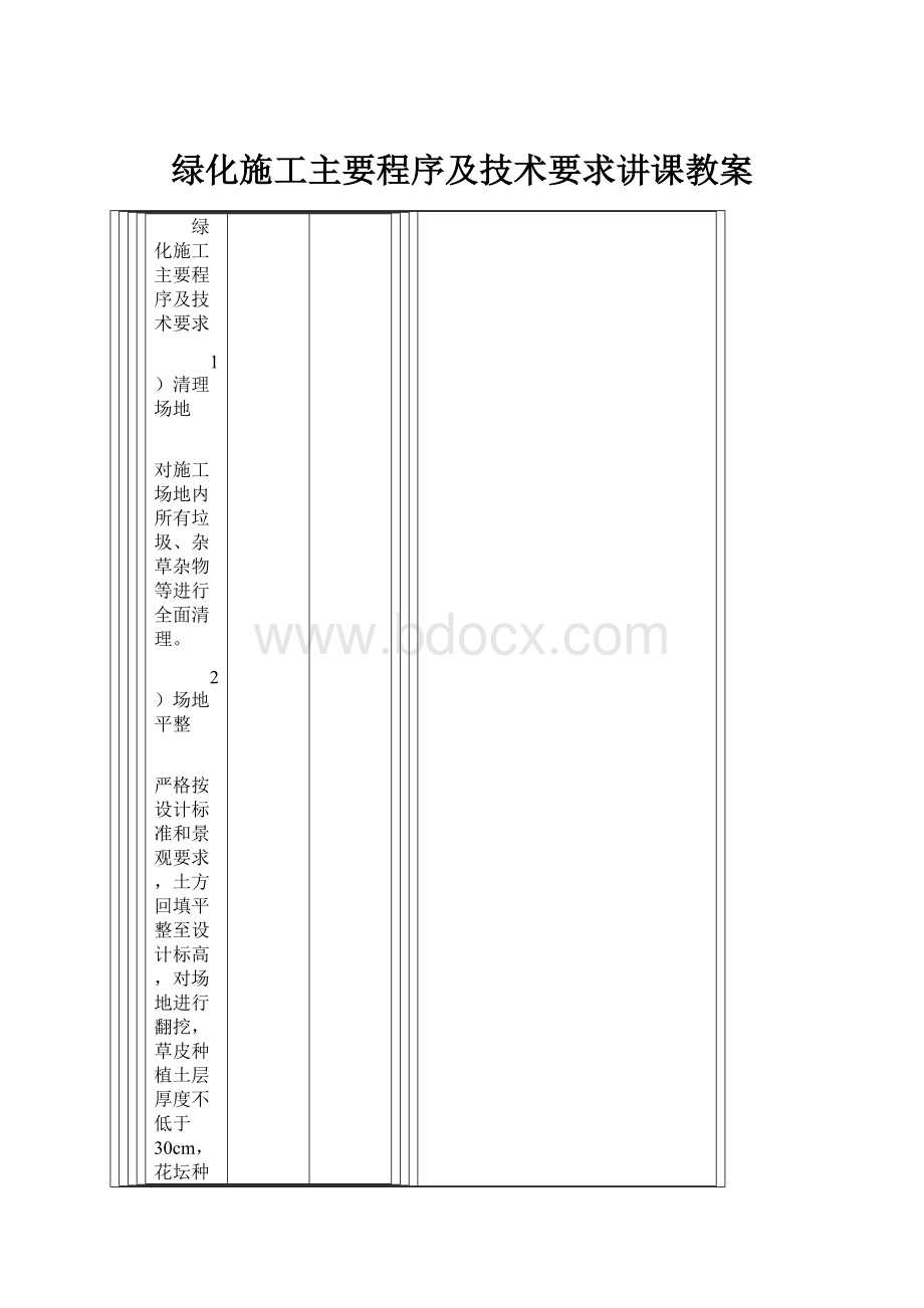 绿化施工主要程序及技术要求讲课教案.docx