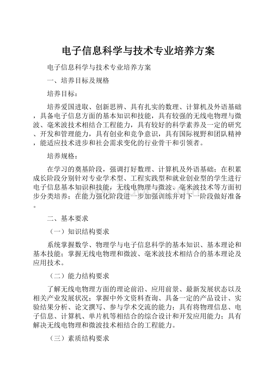 电子信息科学与技术专业培养方案.docx