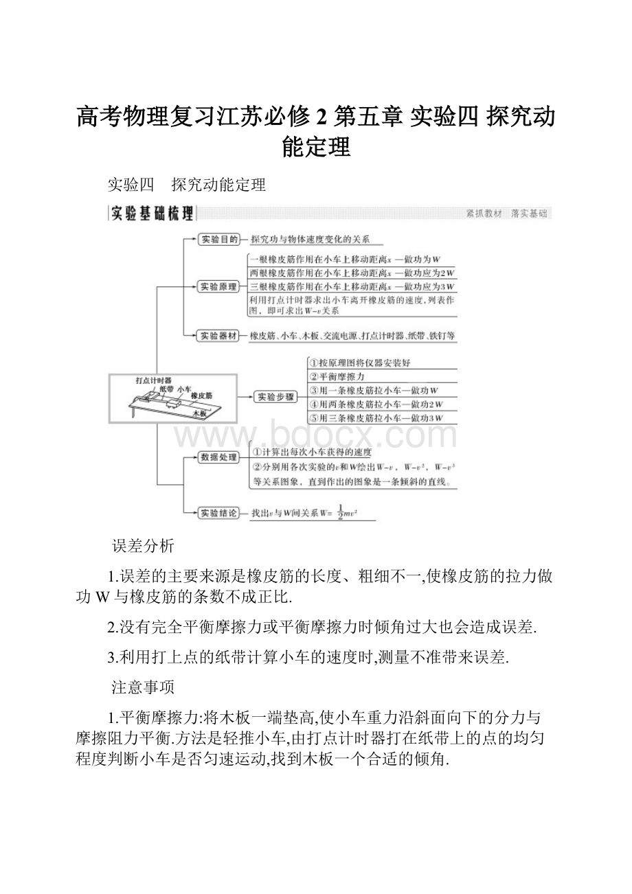 高考物理复习江苏必修2 第五章 实验四 探究动能定理.docx