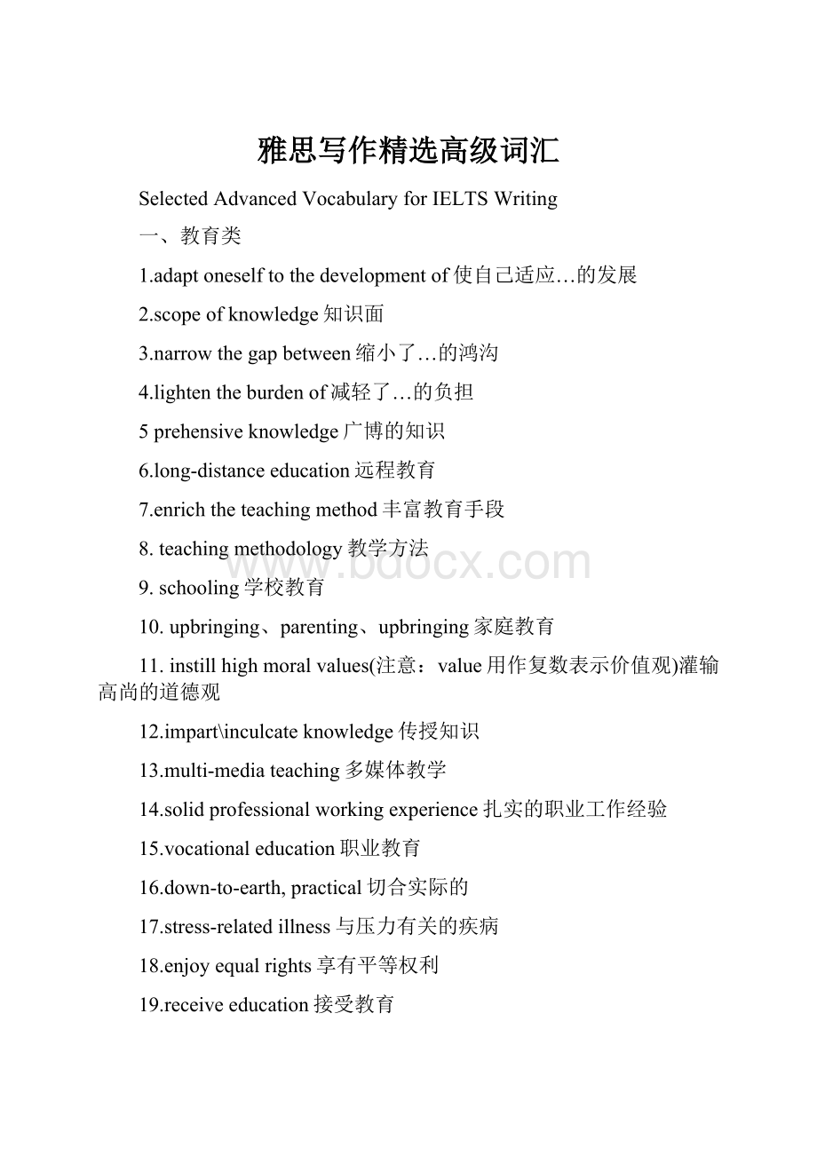 雅思写作精选高级词汇.docx_第1页