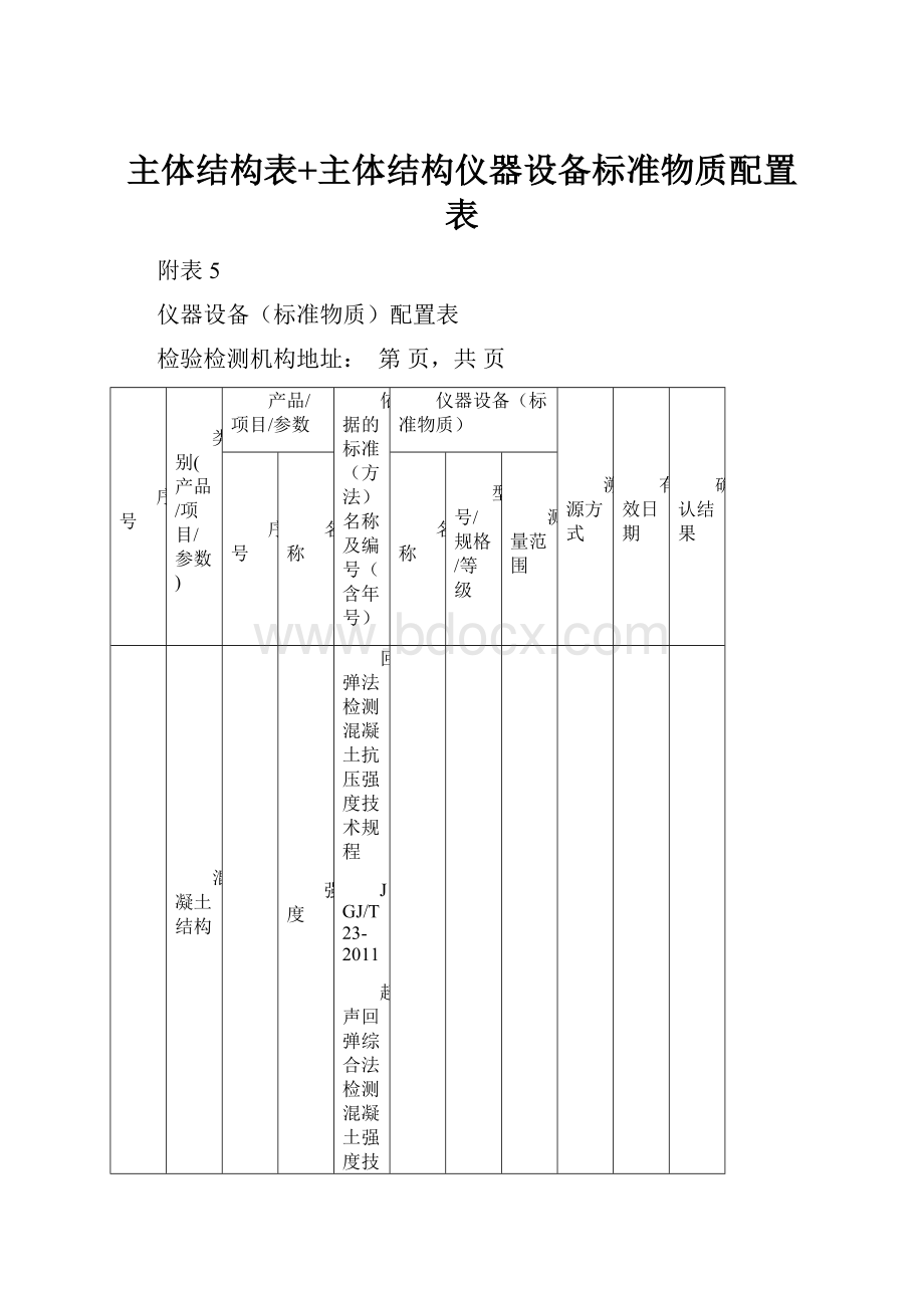 主体结构表+主体结构仪器设备标准物质配置表.docx