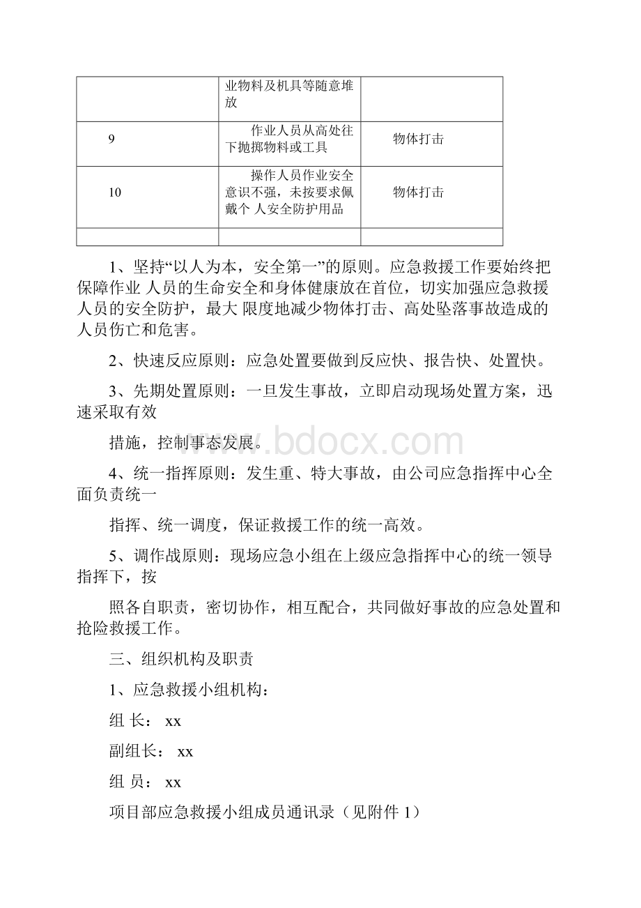 高处坠落物体打击事故专项应急预案.docx_第2页