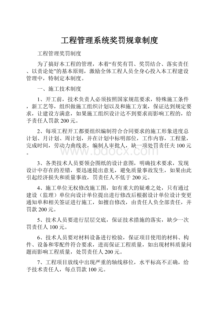 工程管理系统奖罚规章制度.docx