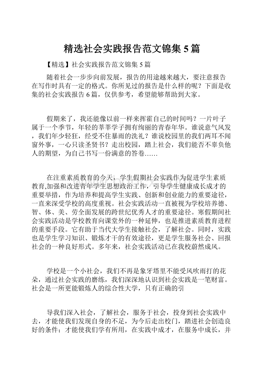 精选社会实践报告范文锦集5篇.docx