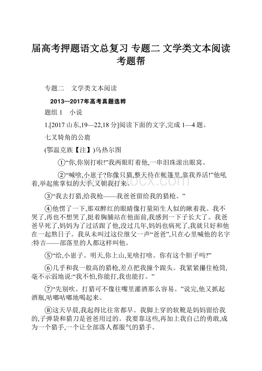 届高考押题语文总复习 专题二 文学类文本阅读考题帮.docx_第1页