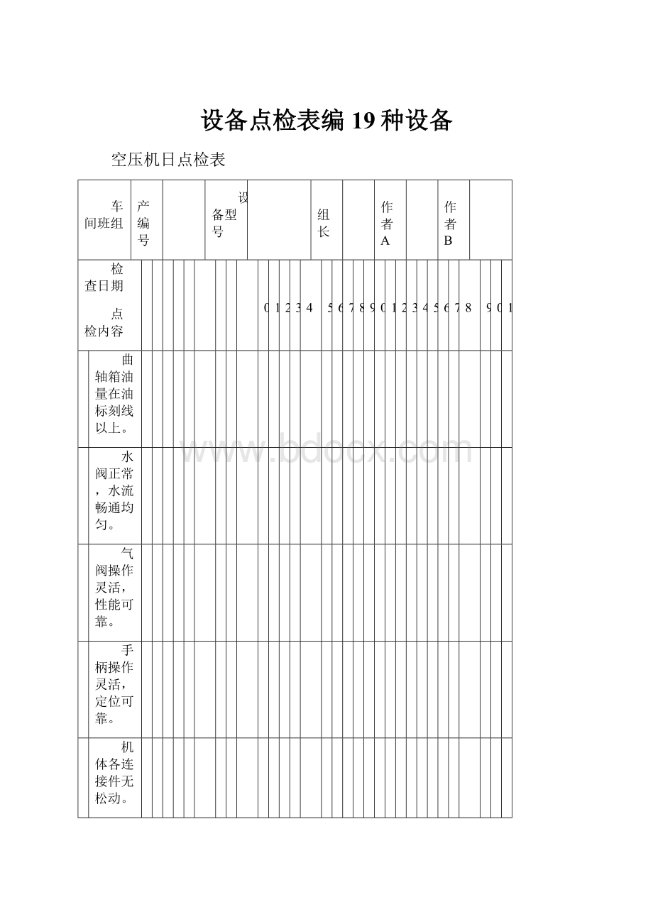 设备点检表编19种设备.docx_第1页