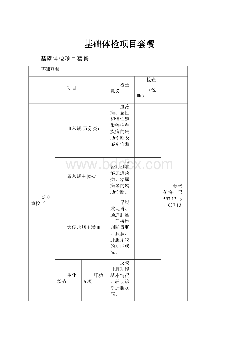 基础体检项目套餐.docx_第1页