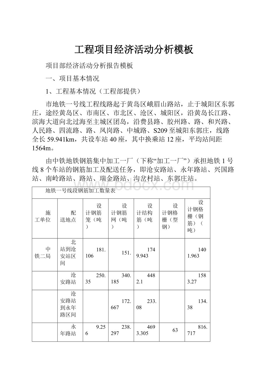 工程项目经济活动分析模板.docx