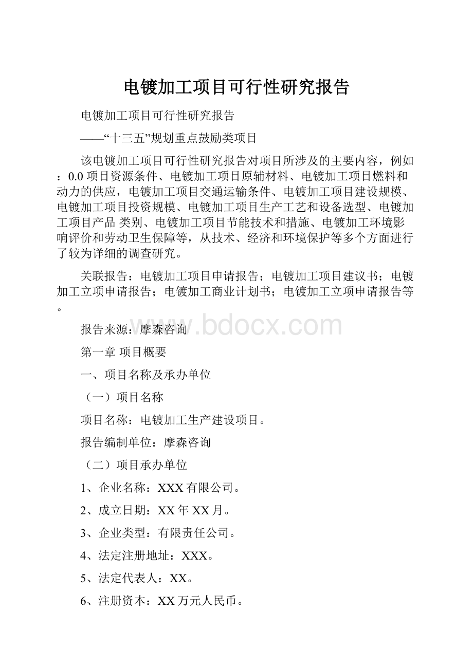 电镀加工项目可行性研究报告.docx