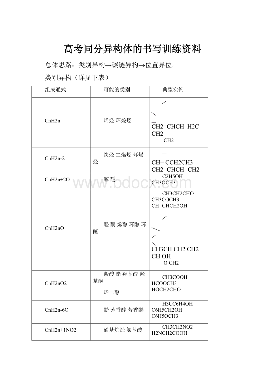 高考同分异构体的书写训练资料.docx