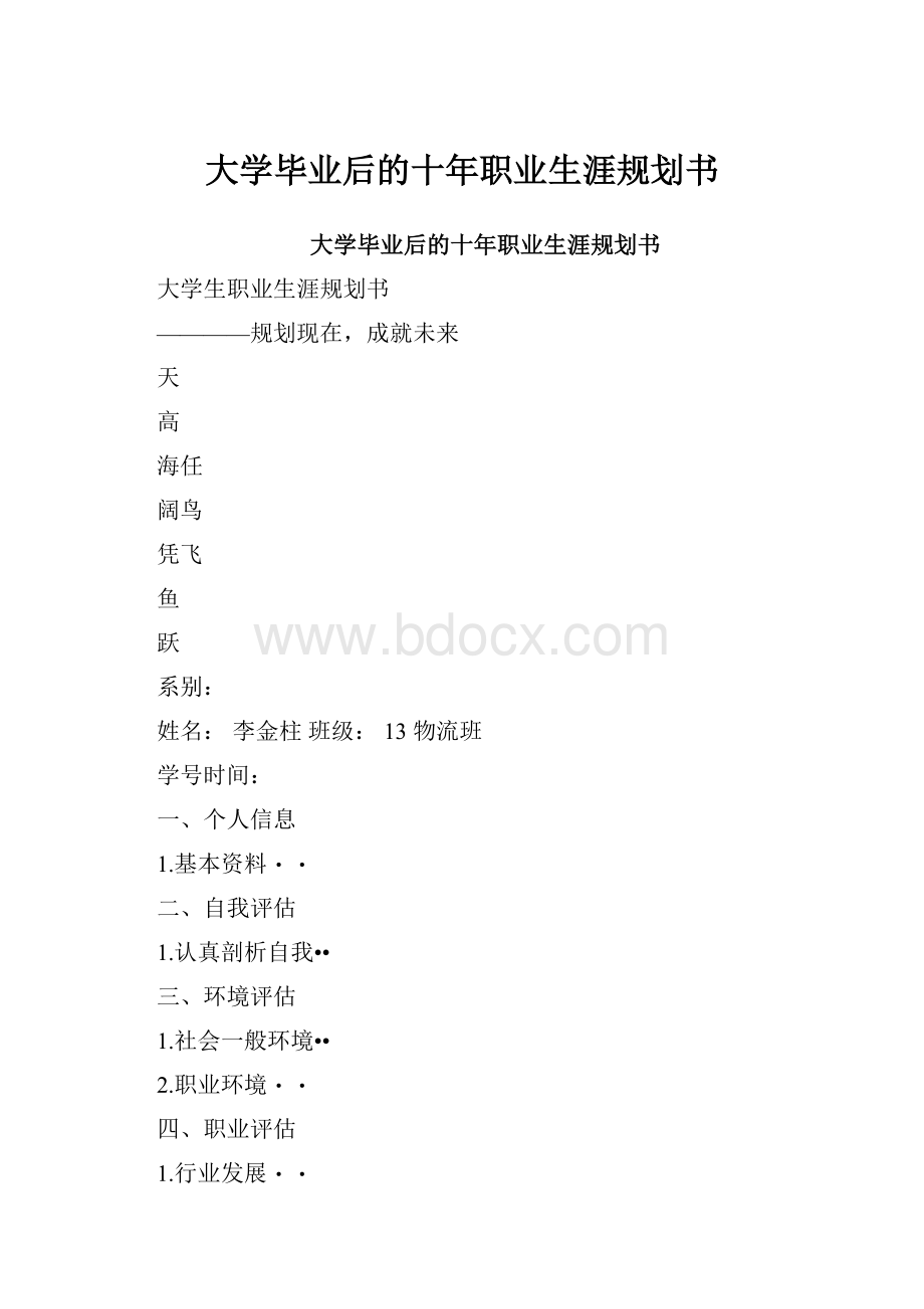 大学毕业后的十年职业生涯规划书.docx