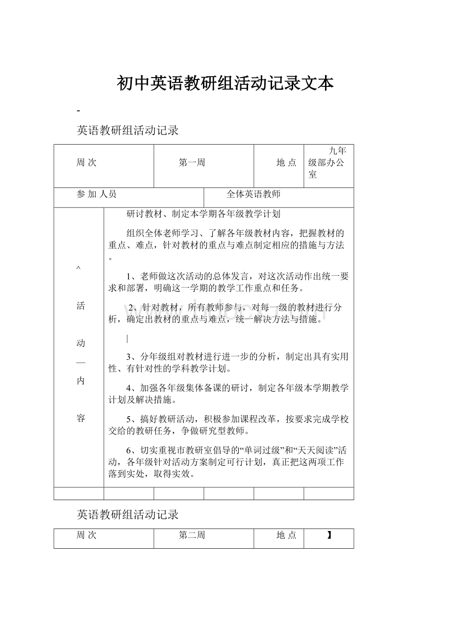 初中英语教研组活动记录文本.docx