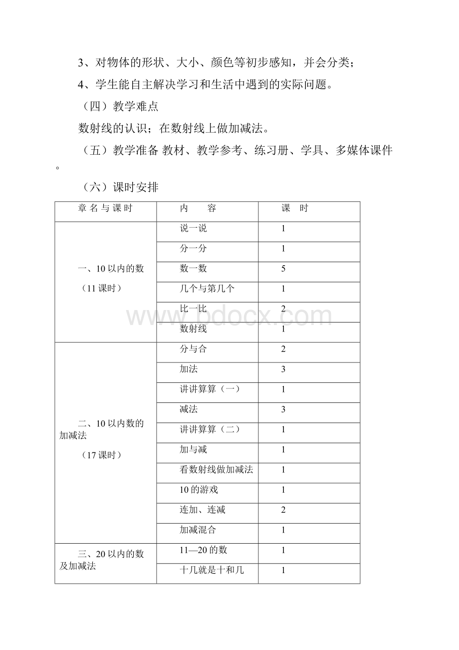 沪教版小学一年级数学上册教案全册表格式.docx_第3页