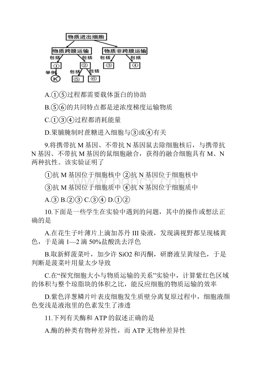 湖北省孝感市届高三上学期第一次统一模拟考试生物试题 Word版含答案.docx_第3页