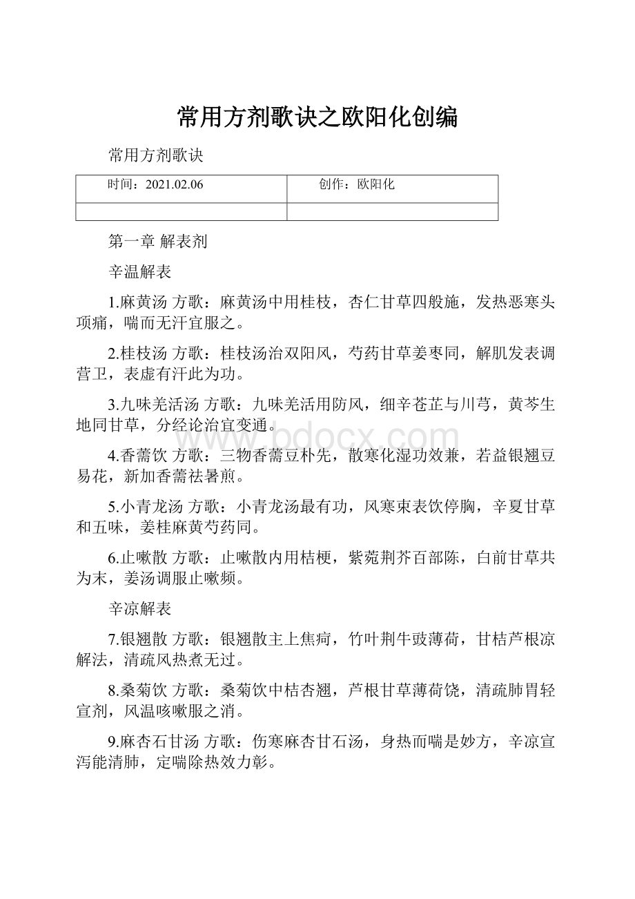 常用方剂歌诀之欧阳化创编.docx