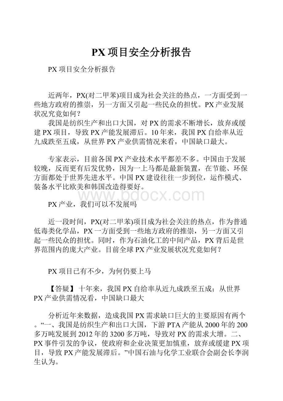 PX项目安全分析报告.docx_第1页