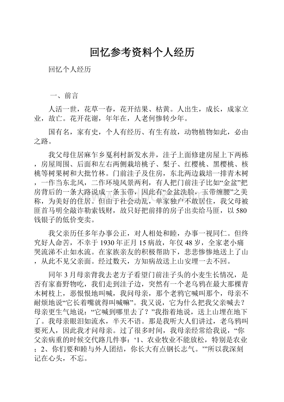 回忆参考资料个人经历.docx