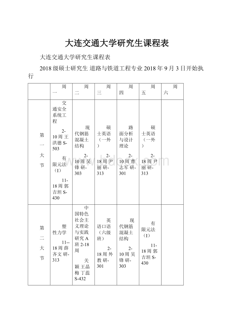 大连交通大学研究生课程表.docx