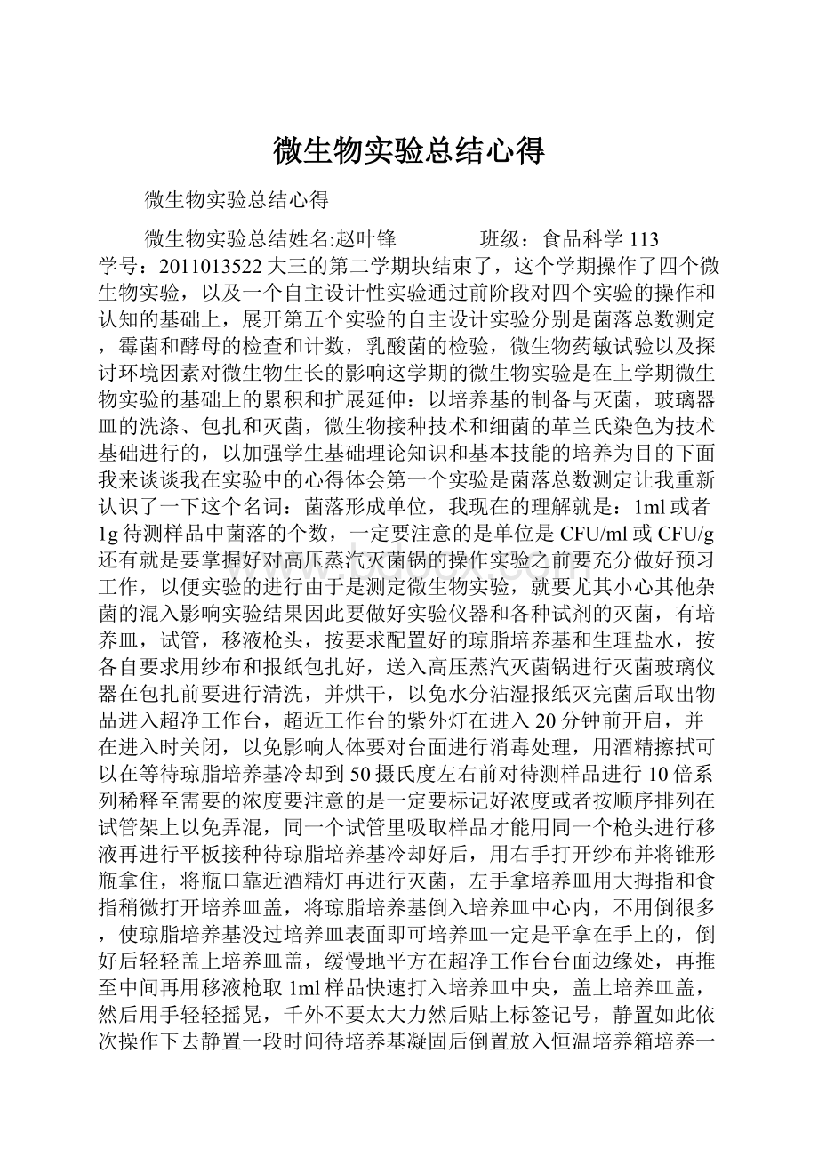 微生物实验总结心得.docx