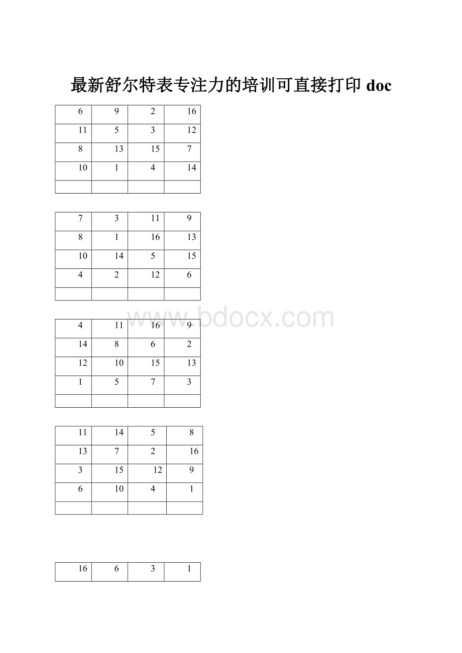 最新舒尔特表专注力的培训可直接打印doc.docx