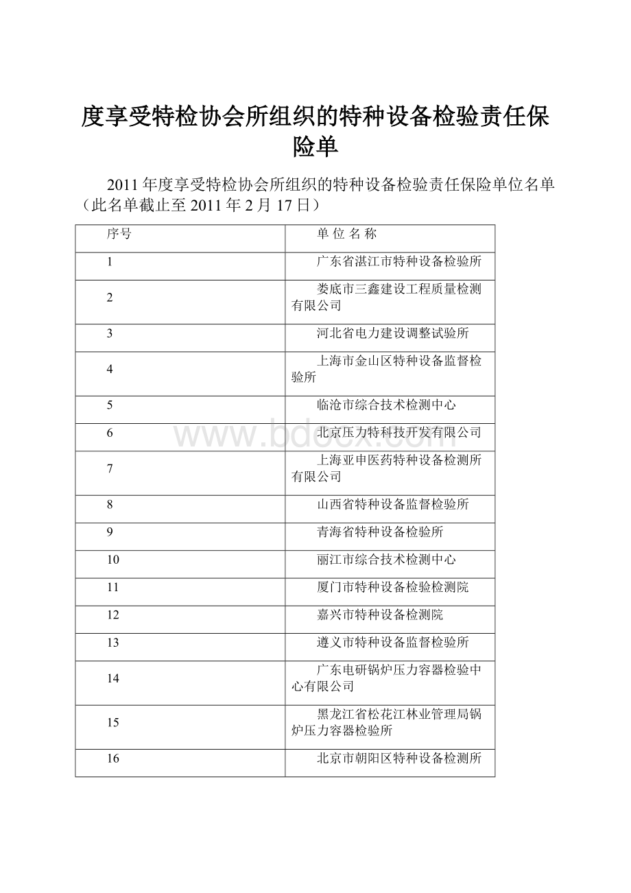 度享受特检协会所组织的特种设备检验责任保险单.docx