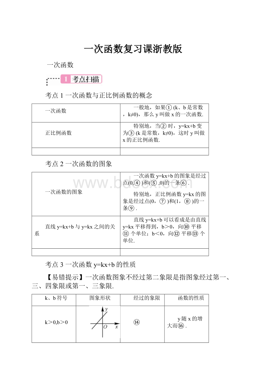 一次函数复习课浙教版.docx