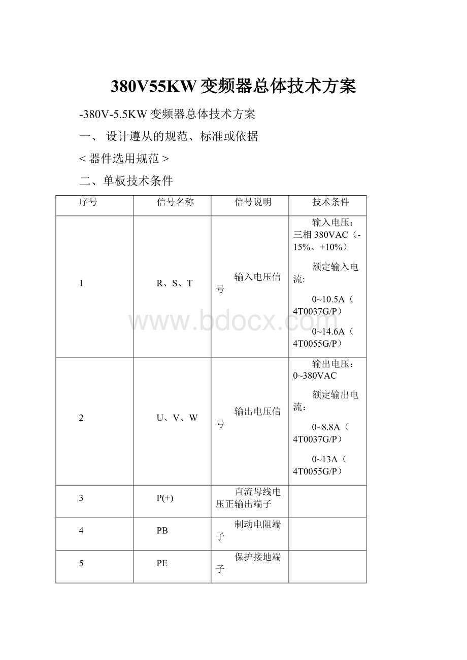 380V55KW变频器总体技术方案.docx