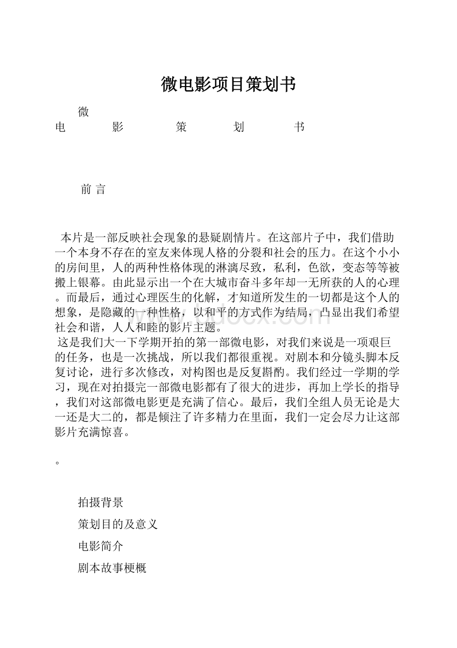 微电影项目策划书.docx