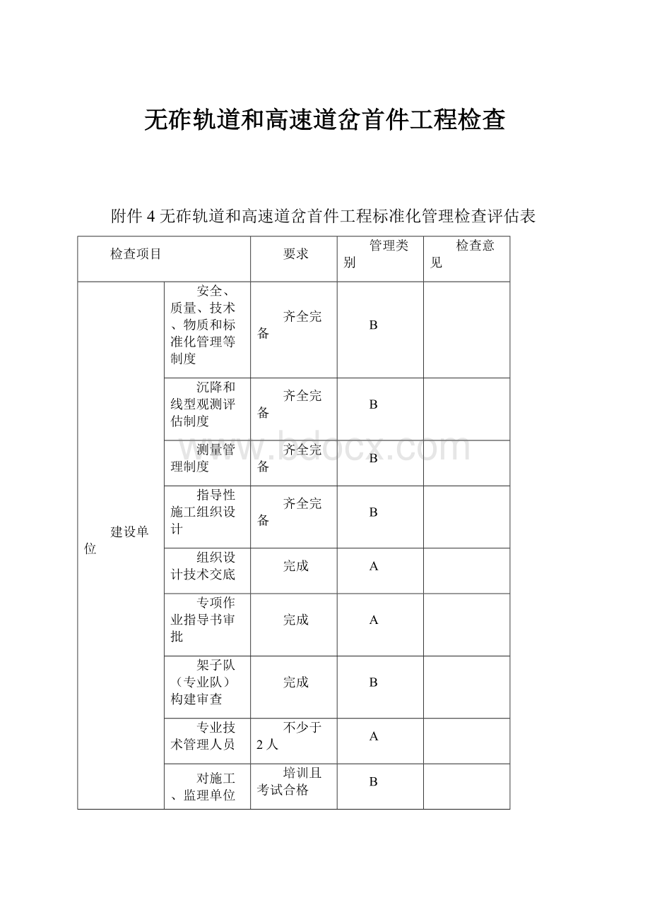 无砟轨道和高速道岔首件工程检查.docx