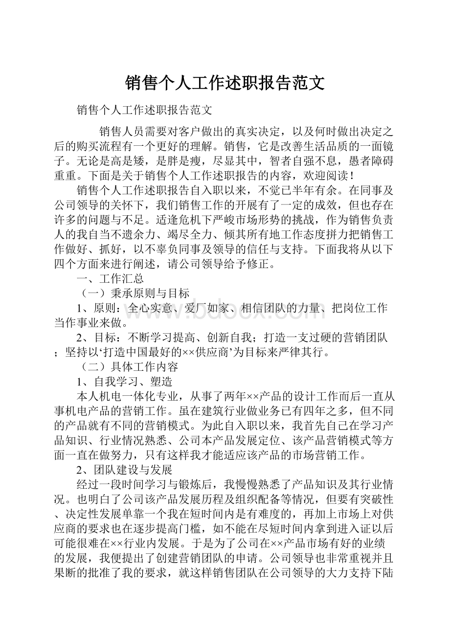 销售个人工作述职报告范文.docx