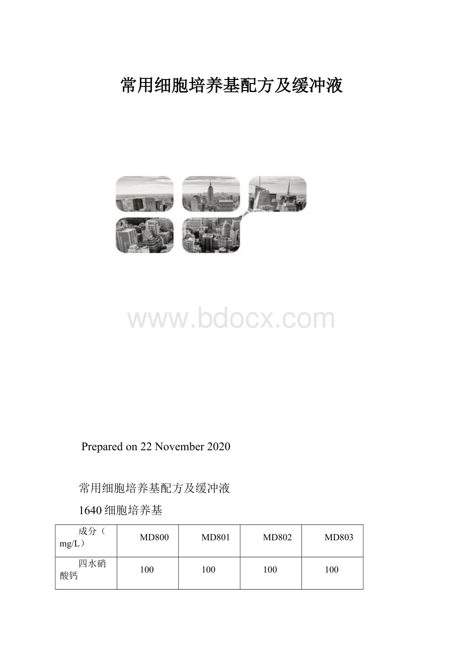 常用细胞培养基配方及缓冲液.docx