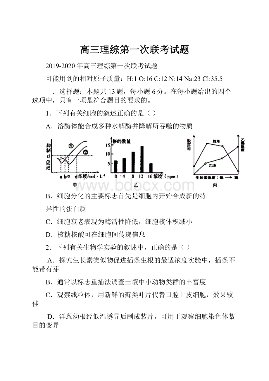 高三理综第一次联考试题.docx