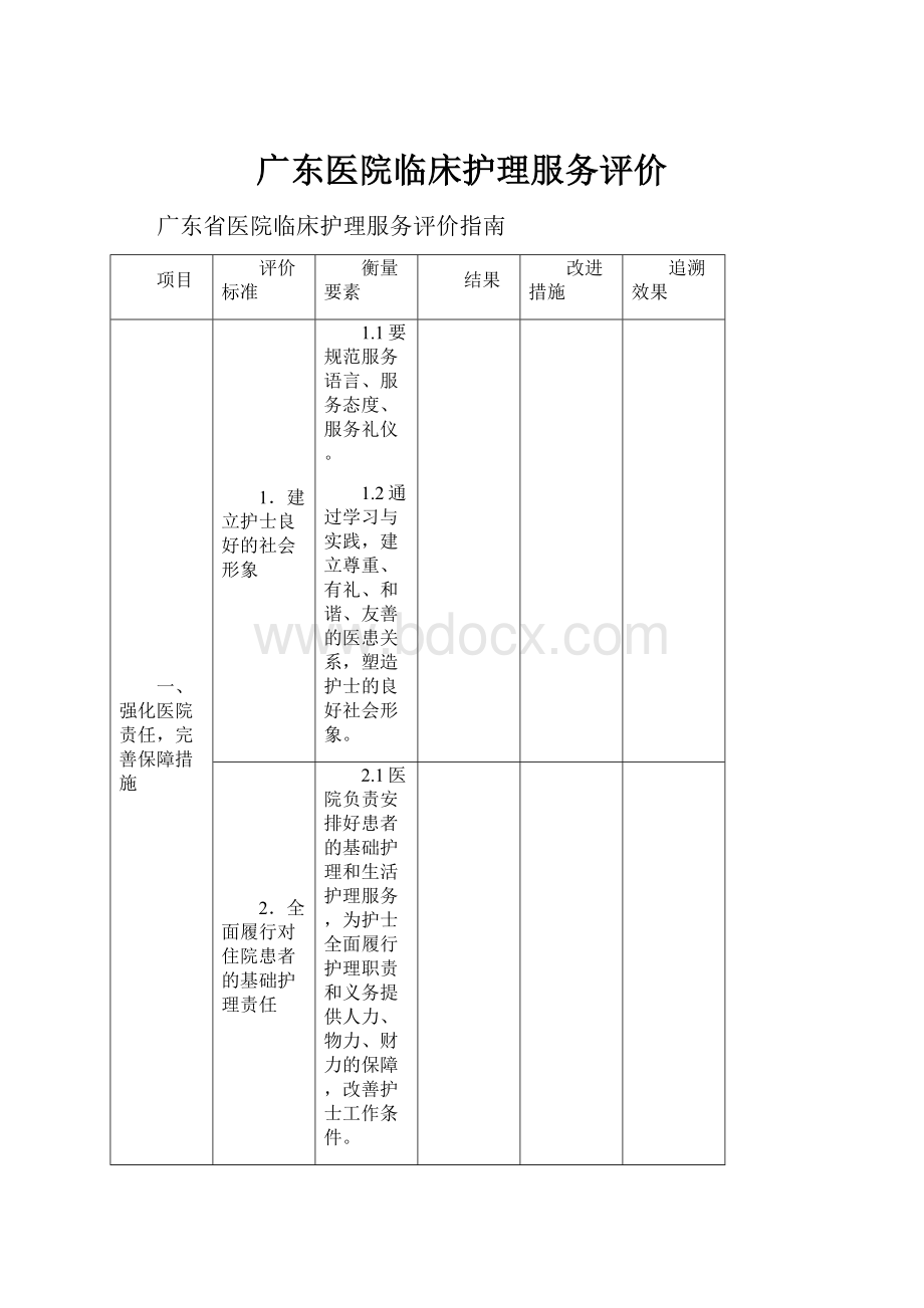 广东医院临床护理服务评价.docx