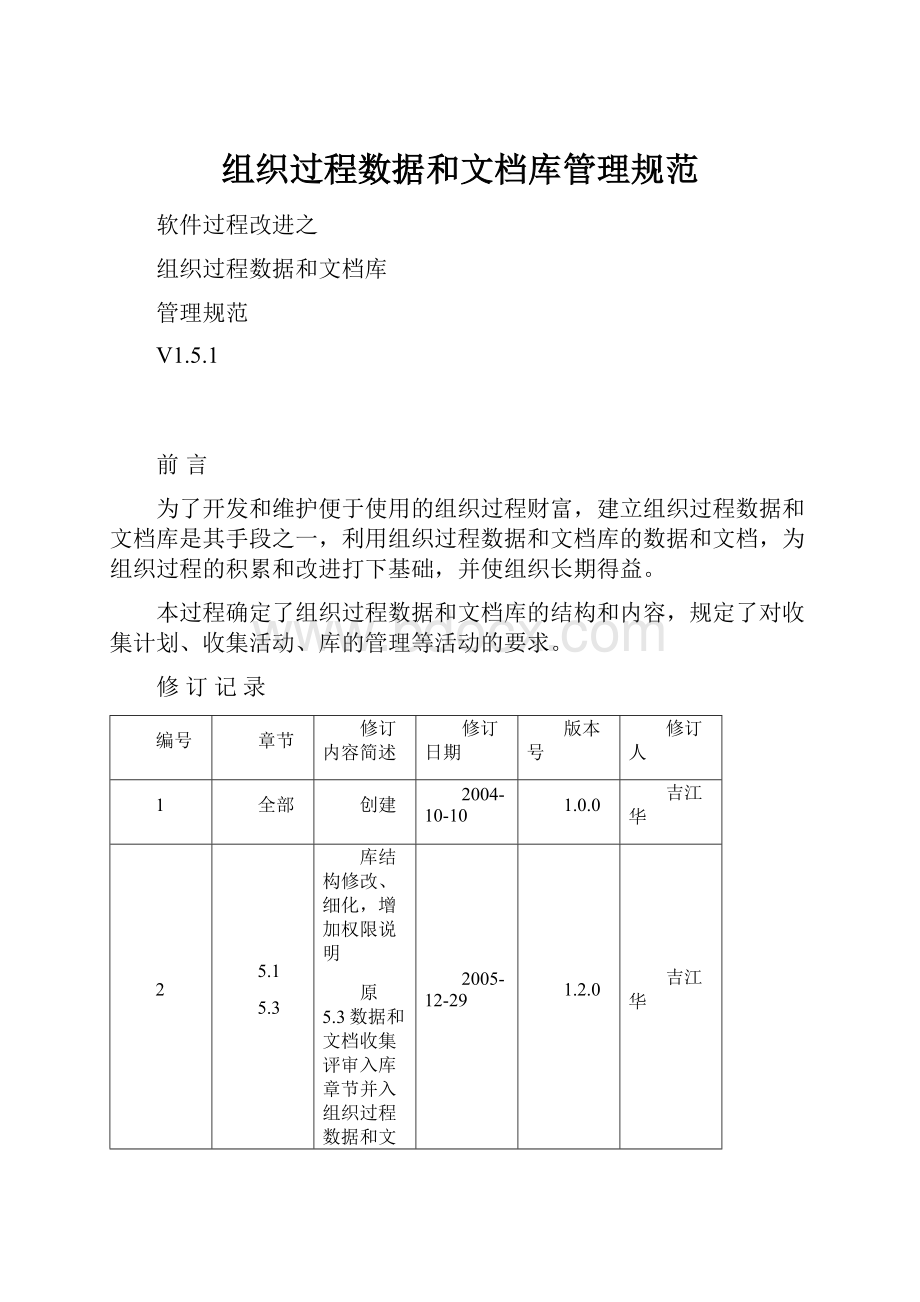 组织过程数据和文档库管理规范.docx