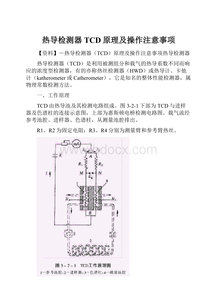 热导检测器TCD原理及操作注意事项.docx