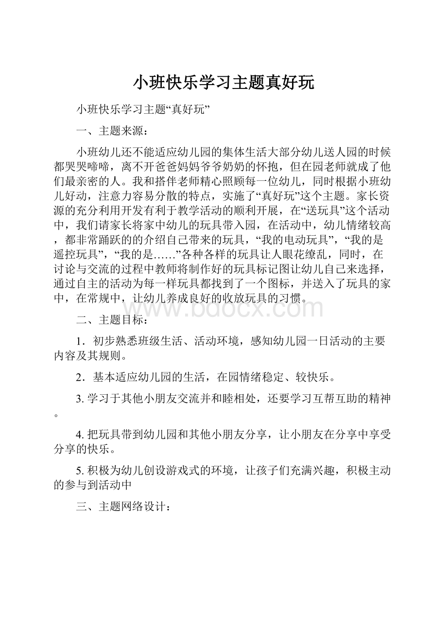 小班快乐学习主题真好玩.docx_第1页