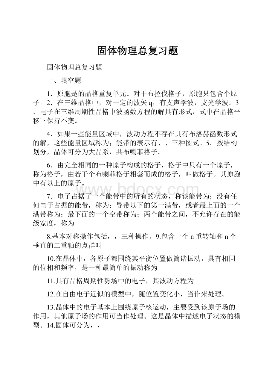 固体物理总复习题.docx_第1页